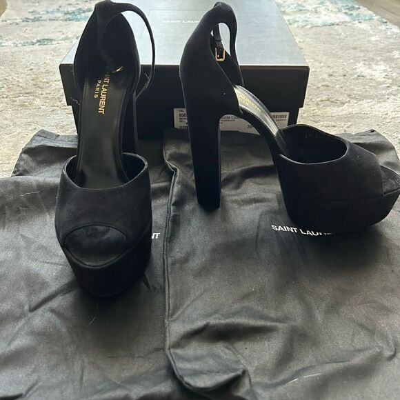 YSL Saint Laurent Jodie suede platform sandals 9 - Picture 3 of 4